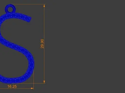 Diamond Letter S Pendant Gold Silver Platinum Luxury Jewelry 3D print model