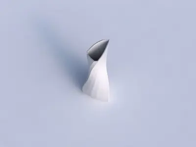 Vase puffy bent triangle with bands 3D print model