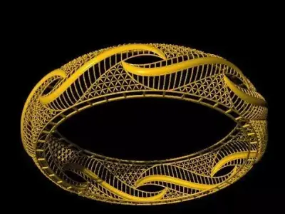1250 Golden Vortex Bangle 12gm 3D print model