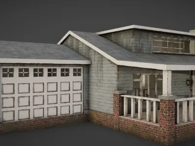 house with porch Low-poly 3D model
