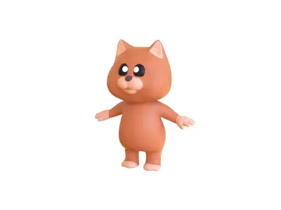 High-Quality 3D Cartoon Cat Animated Low-poly 3D model