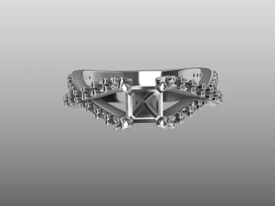 asscher-cut Engagement Ring 3D print model