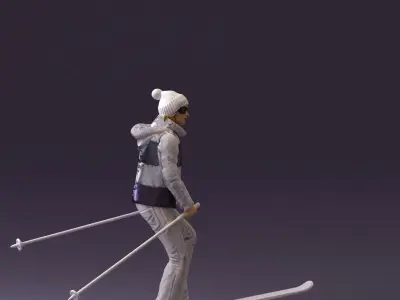 woman in skisuit on skies 1101 3D model