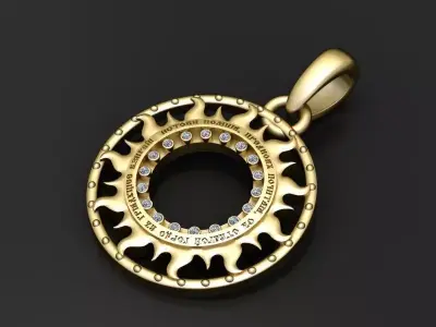 gold flame pendant 3D printable model   3D print model