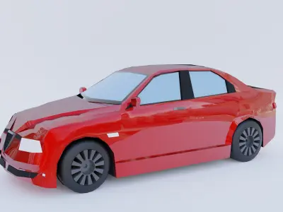 Red Car lowpoly Low-poly 3D model