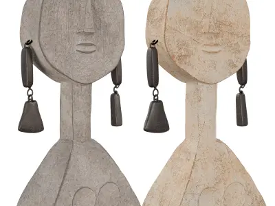 Tribal Guardian Mask Sculpture 3D model