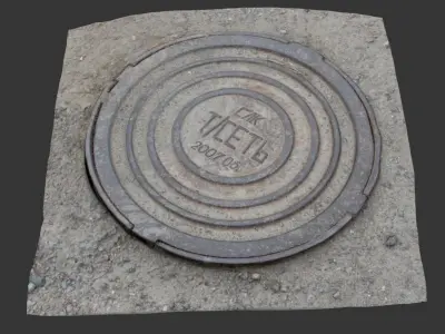 Sewerage hatchway Scan model Low-poly 3D model
