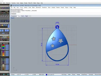 star and moon pendant 3D printable file Free 3D print model