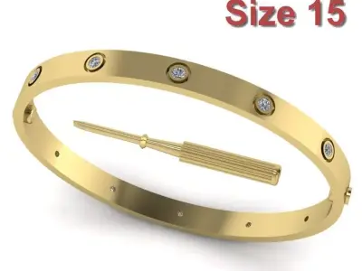 Love Bracelet With Diamond - Size 15 3D print model