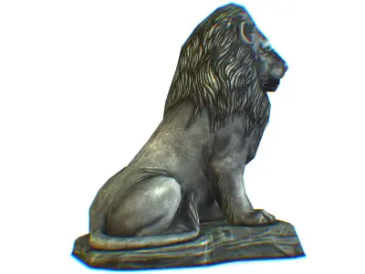 Low Poly 3d Statue Lion Dark Metal Cast Iron Low-poly 3D model