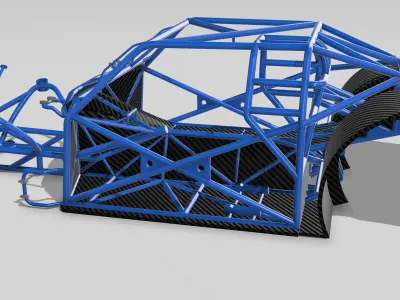 1967 Nova PROMOD tubular Chassis with floors tubs N firewall 3D print model