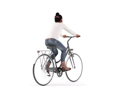Samantha girl riding bicycle 3D model