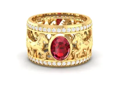 Leo Zodiac Ruby Ring 3D Model  201 3D print model