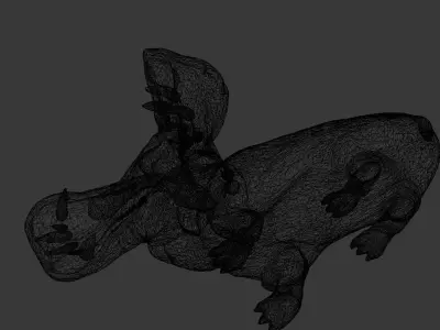 Animated hippopotamus 3D Model Low-poly 3D model