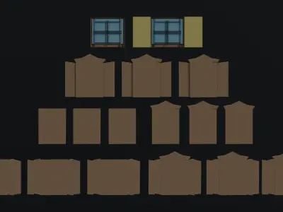 Cartoon fantasy wood windows Polygonal Style Low-poly 3D model