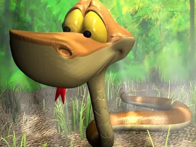 Cartoon Snake RIGGED Low-poly 3D model