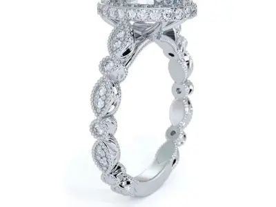 Oval Vintage Style Solitaire With Decorated Band 3dm 3D print model