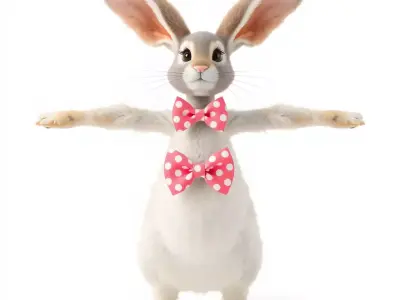 Polka Dot Bowtie Bunny model pack Low-poly 3D model