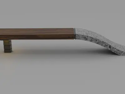 Bench for skateboard park Free low-poly 3D model