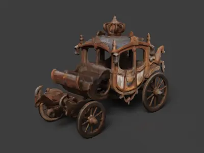 Chinese ancient carriage figure  Low-poly 3D model