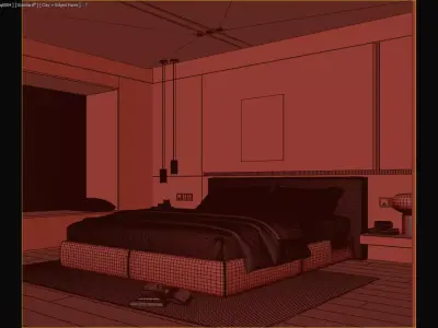 Modern Minimalist Luxury Bedroom 3D Model 3D model