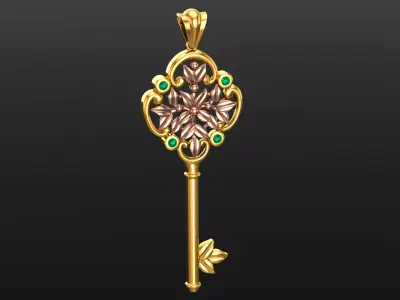 Unique Luxury Floral Key Pendan 3D print model