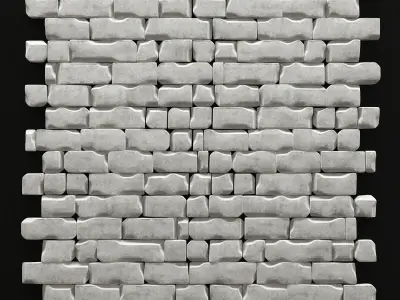 Wall brick splinter clay decor n1 3D model