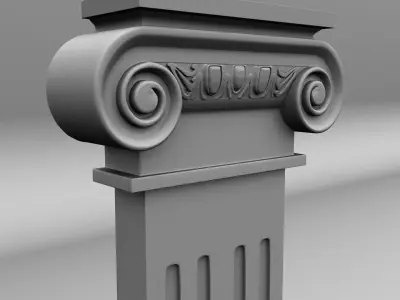 Scroll Flat Column Low-poly 3D model