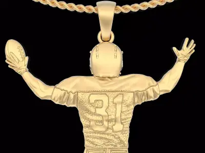 Rugby player pendant gold jewelry 3D printable model 3D print model