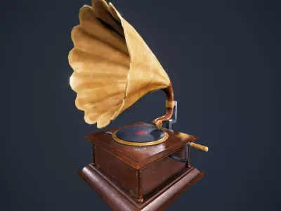 Gramphone Low Poly Game Ready gramophone Low-poly 3D model
