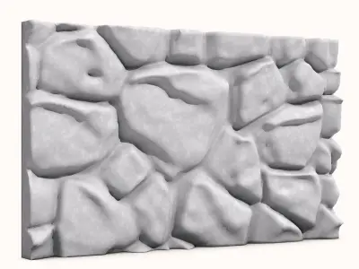Dark Rubble Stone Wall Detail 3D model