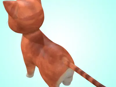 Cartoon Cute Cat Low-poly 3D model