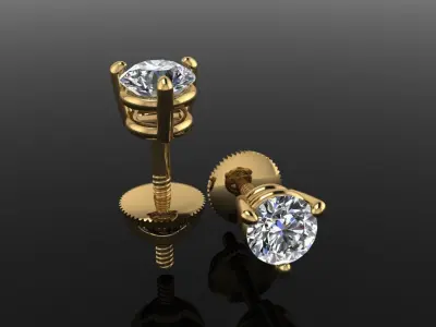 3 Prong Solitaire Earring Stud Basket 3mm50 3D print model