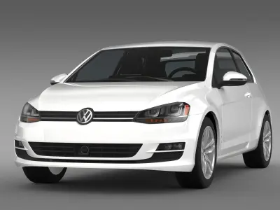 VW Golf TSI BlueMotion 3door 2015 3D model