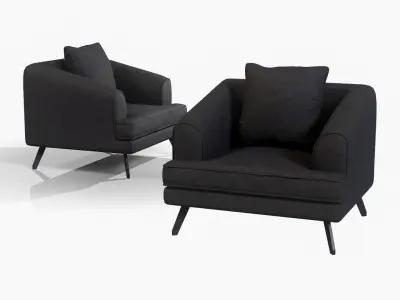 Nicolo Armchair black finish Low-poly 3D model