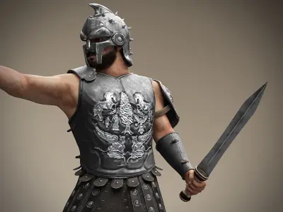 Roman Gladiator Warrior  Low-poly 3D model