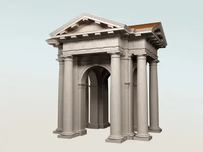 Arched portico in Doric mutulary column order gazebo 3D model