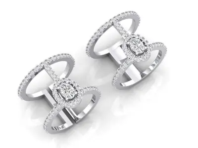 Oval halo messika 2 rows pave ring  3D print model