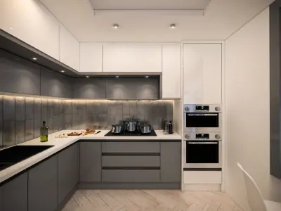 Kitchen modern in apartment 3D model