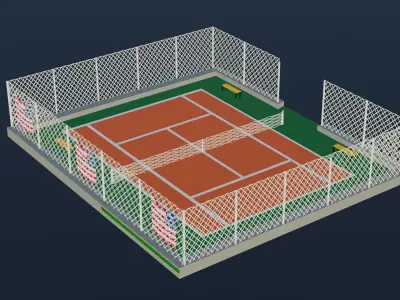 Tennis Court - USA Low-poly 3D model