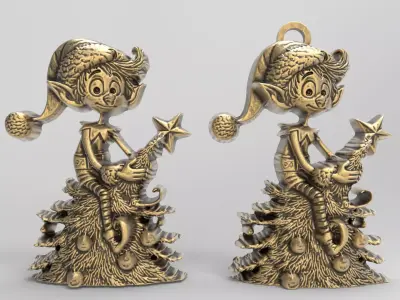 christmas elf in christmastree decor  3D print model