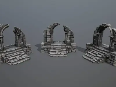 ruin gate Low-poly 3D model