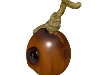 Stylized Wooden Sad Bomb Character Low-poly 3D model