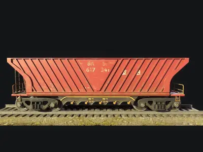 The freight car  Low-poly 3D model