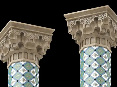 Muqarnas Column Head  Moroccan moorish Arabic Style 3D model