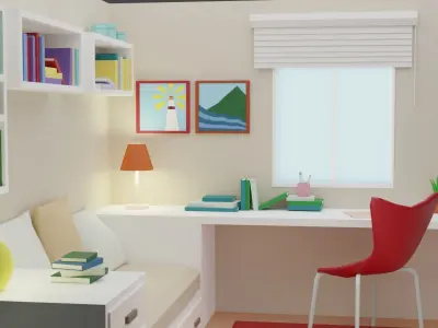 Bedroom 17 Low-poly 3D model