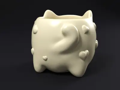 Cat plant pot 3D print model