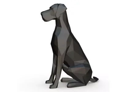 great dane low poly 3D print model