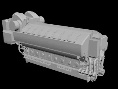 Wartsila Engine Marine Low-poly 3D model
