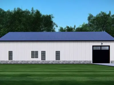 3D Model of Modern Barndominium House Exterior 3D model